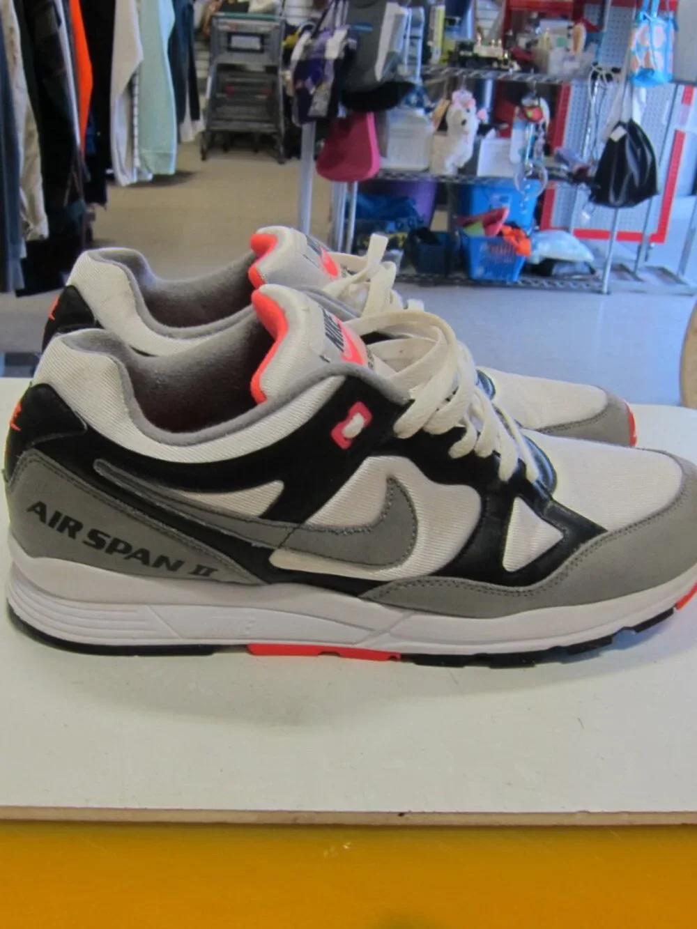 Nike Air Span 2 Men's 12 HotCoral/Wolf Grey/White/Black Shoe's AH8047-005